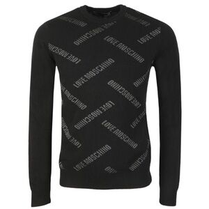 Love Moschino Black Crewneck Sweater with Tonal Logo